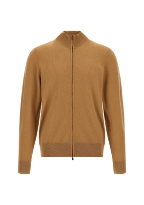 BOSS high-neck zip-up cardigan - Brown