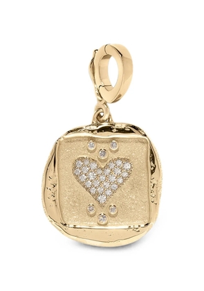 Azlee Amour diamond-heart coin pendant - Gold