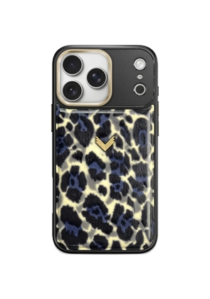 VELANTE leopard-print leather iPhone 17 Pro phone case - Black