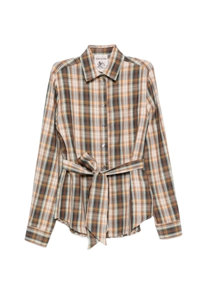 Semicouture checked belted shirt - Brown