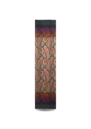 ETRO wool jacquard scarf with check print and faded paisley-motif - Green