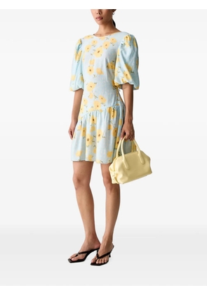 NEVER FULLY DRESSED floral-print puff-sleeve mini dress - Blue