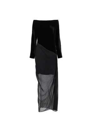 Versace Pre-Owned Off-shoulder pleated midi dress - Black