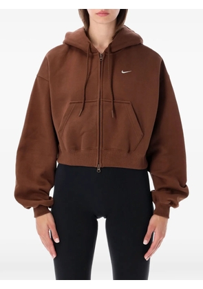 Nike logo-embroidered zip-up hoodie - Brown