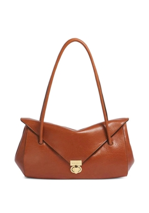 Marni foldover-top leather tote bag - Brown