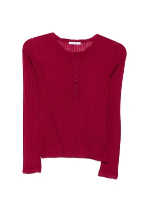 Patrizia Pepe rib-knit button-placket sweater - Red