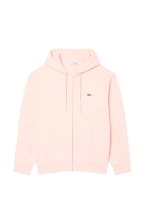 Lacoste logo-patch zip-up hoodie - Pink