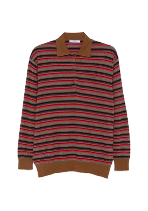 Prada striped long-sleeve polo top - Red