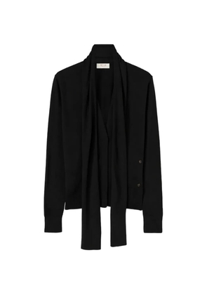 RETORI scarf-detail button-up cardigan - Black