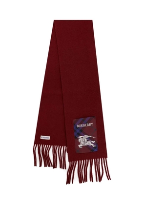 Burberry fringed logo-patch scarf - Red