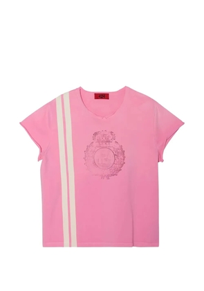 424 crest-print side-stripe T-shirt - Pink
