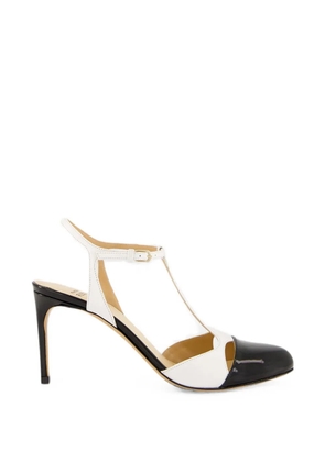 Francesco Russo T-bar patent-finish pumps - White