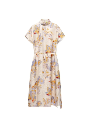 Shanghai Tang floral-print silk midi dress - Neutrals