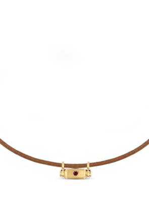Marie Lichtenberg Heart Smash garnet locket necklace - Gold