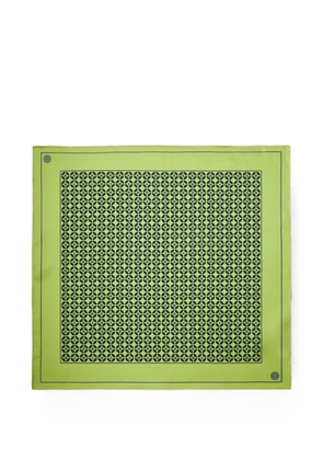 Shanghai Tang geometric-print mulberry silk pocket square - Green