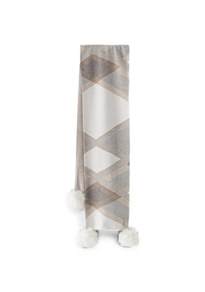 Joseph Ribkoff geometric-pattern pompom scarf - Neutrals