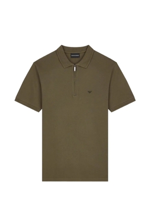 Emporio Armani polo shirt in piqué with partial zip - Green