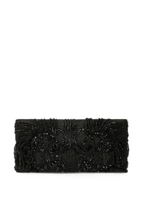 Elisabetta Franchi bead-embroidered satin clutch bag - Black