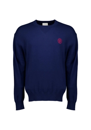 Drôle De Monsieur logo-embroidered V-insert sweater - Blue