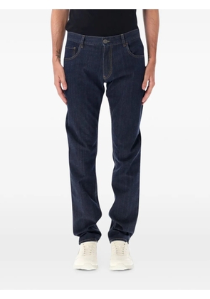 Prada logo-patch straight-leg jeans - Blue