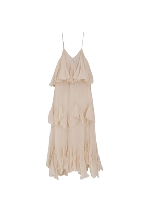 Mes Demoiselles Calimera ruffled V-neck maxi dress - Neutrals