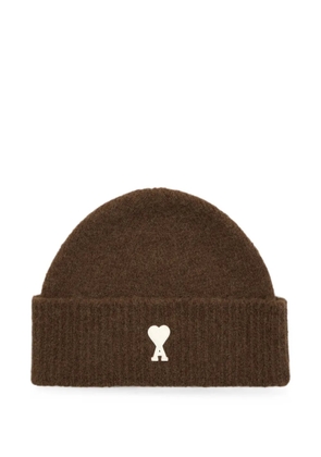 AMI Paris alpaca beanie with Ami de Coeur - Brown