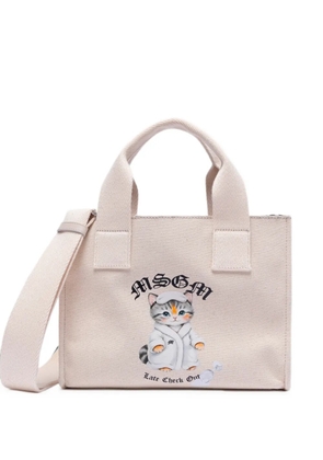 MSGM cat-print tote bag - Neutrals
