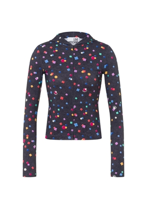 Love Moschino printed T-shirt with a technical nylon zipper - Black
