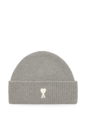 AMI Paris alpaca beanie with Ami de Coeur - Grey