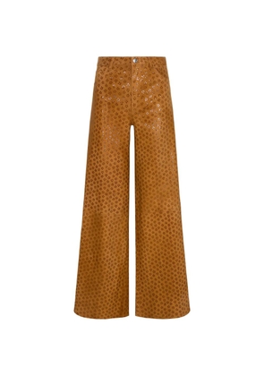 Sprwmn floral-print suede trousers - Brown