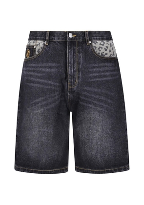 Billionaire Boys Club leopard-print Astro denim shorts - Black