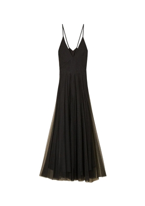 TWINSET long plumetis tulle dress with lace - Black