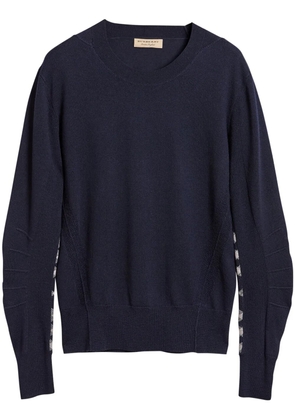 Burberry check detail sweater - Blue