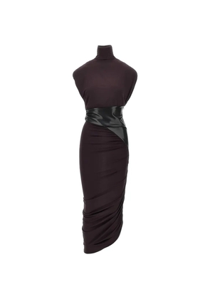 THE ANDAMANE high-neck ruched maxi dress - Brown