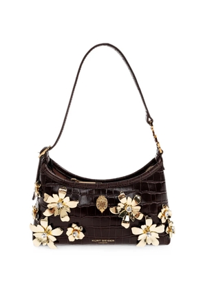 Kurt Geiger London Sling Flowers croc-effect shoulder bag - Brown