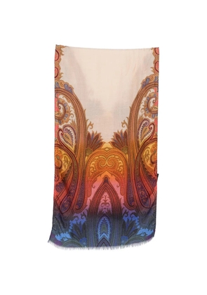 ETRO paisley-print frayed scarf - Red