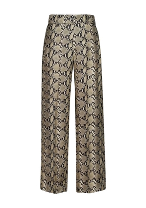 PAULA snakeskin-printed twill trousers - Neutrals