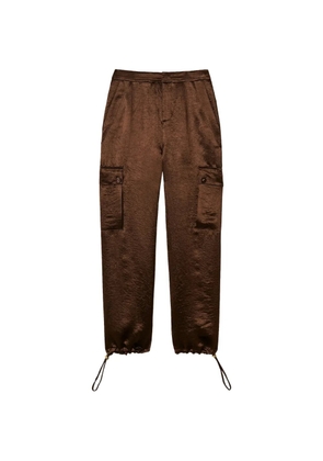 TWINSET Froissé satin cargo trousers - Brown