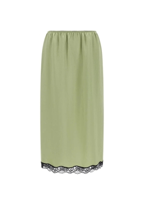 TWINSET midi froissé satin and lace skirt - Green