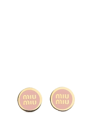 Miu Miu logo-plaque enamel earrings - Gold