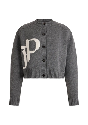 Patou JP logo-intarsia cardigan - Grey