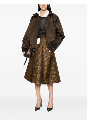Prada logo-plaque bomber jacket - Brown
