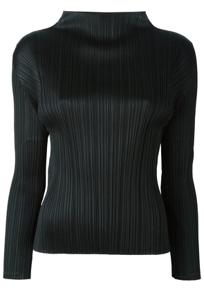 Pleats Please Issey Miyake pleated funnel neck top - Black