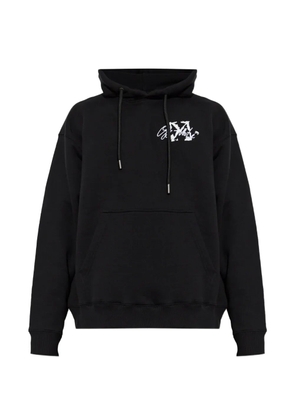 Off-White logo-print drawstring hoodie - Black