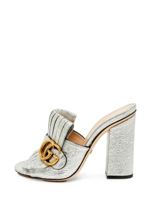 Gucci Pre-Owned GG Marmont fringed slide sandals - Silver