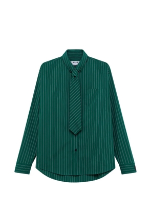 MSGM pinstriped tie-detail shirt - Green