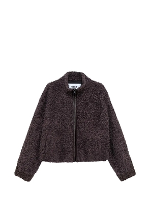 MSGM logo-patch bouclé jacket - Brown