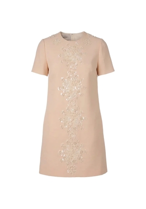Valentino Garavani sequin-embellished floral-appliqué dress - Neutrals