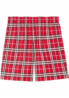 Burberry check-print track shorts - Red