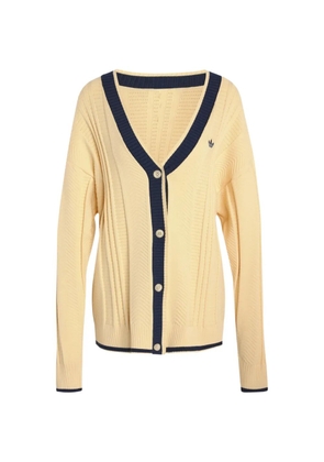 adidas chevron-knit logo-embroidered cardigan - Yellow
